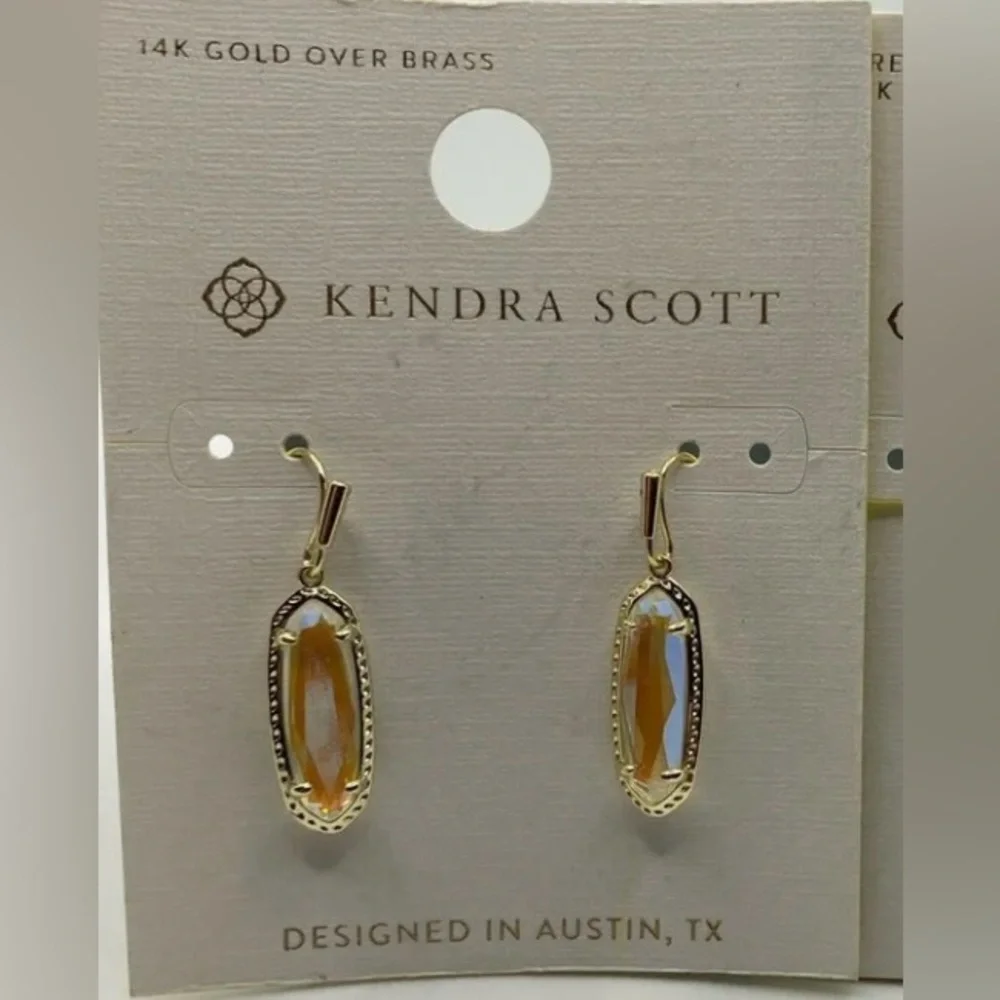 KENDRA SCOTT Feminine Iridescent Shiny Dichroic Glass 14K Gold Earrings NEW NWT
